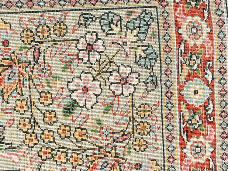 Hand knotted SILK TABRIZ 4' x 6'