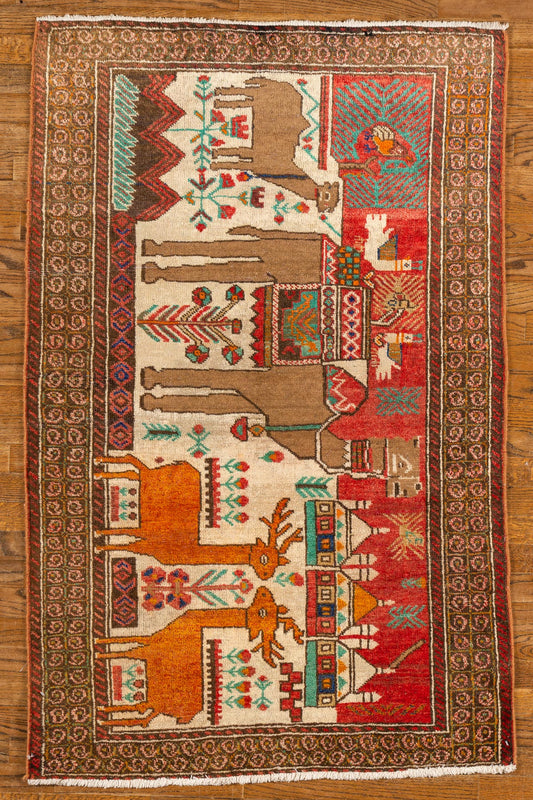 WOOL, BLUE/RED (Rectangle) Origin: IRAN , Hand,knotted