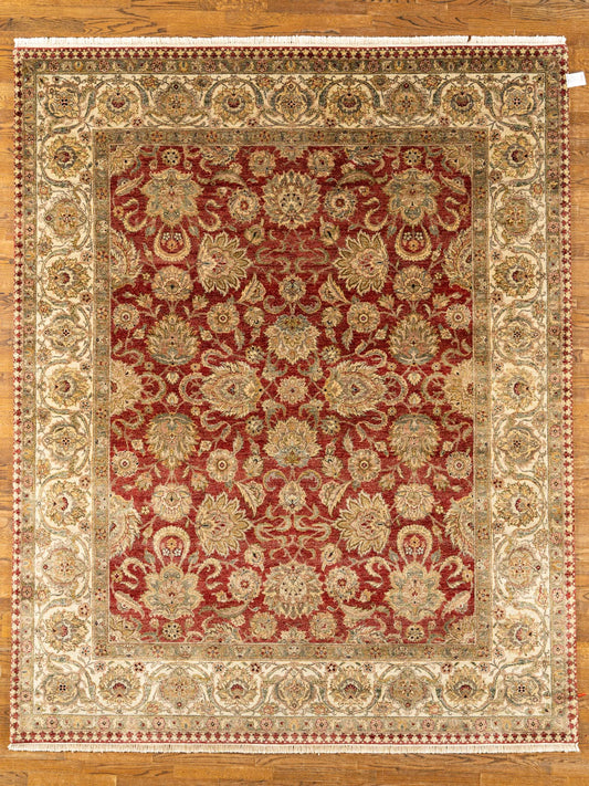 WOOL RUG, TABRIZ, RED/IVORY (Rectangle) Origin: INDIA , Hand,knotted