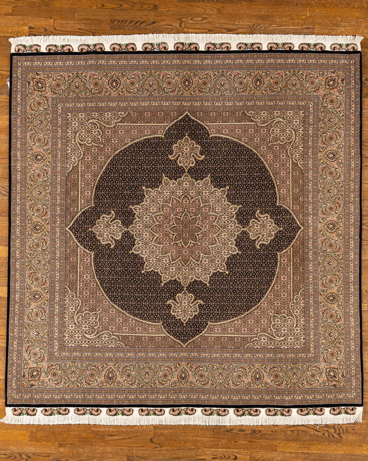 WOOL / SILK BLEND, TABRIZ, NAVY (Rectangle) Origin: IRAN