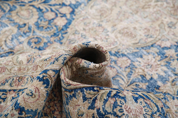 Hand Knotted Vintage Persian Nain Wool Rug - 8'8'' x 11'11''