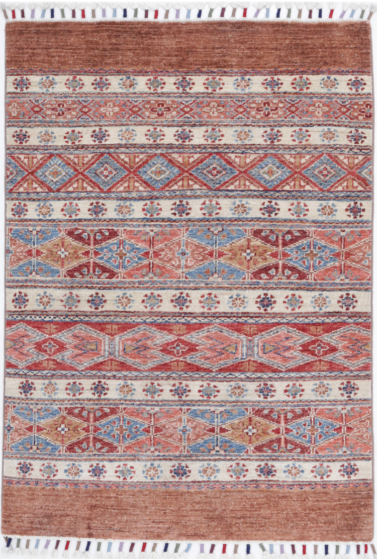 Hand Knotted Khurjeen Wool Rug - 2'7'' x 3'10''