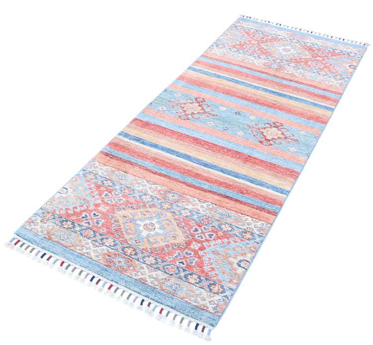 Hand Knotted Khurjeen Wool Rug - 2'6'' x 6'5''