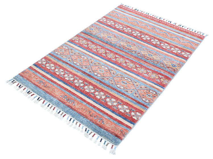 Hand Knotted Khurjeen Wool Rug - 3'1'' x 4'8''