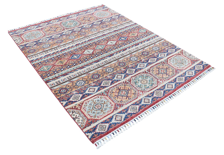 Hand Knotted Khurjeen Wool Rug - 5'0'' x 6'3''