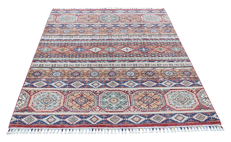 Hand Knotted Khurjeen Wool Rug - 5'0'' x 6'3''