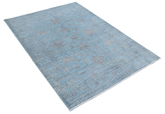 Hand Knotted Overdyed Wool Rug - 4'1'' x 5'8''
