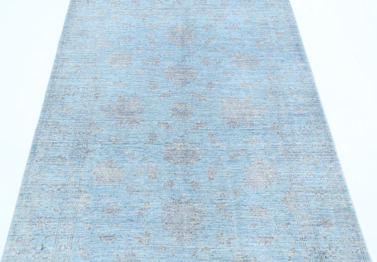 Hand Knotted Overdyed Wool Rug - 4'1'' x 5'8''