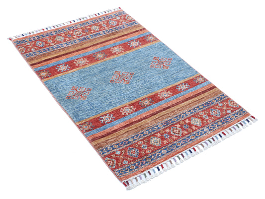Hand Knotted Khurjeen Wool Rug - 2'7'' x 3'9''