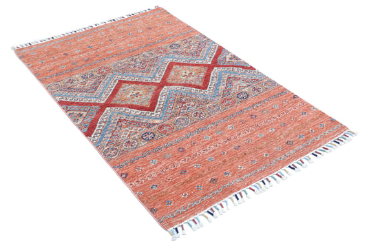 Hand Knotted Khurjeen Wool Rug - 3'3'' x 4'11''