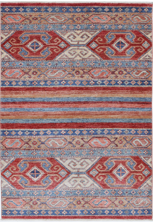 Hand Knotted Khurjeen Wool Rug - 3'2'' x 4'9''