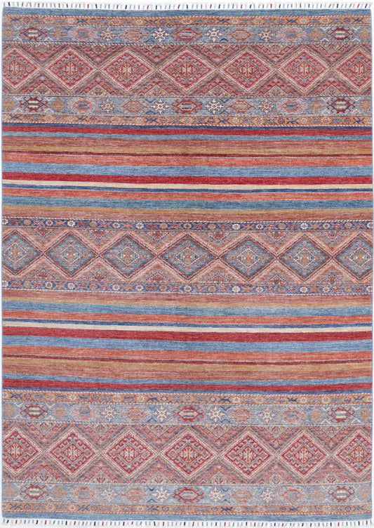 Hand Knotted Khurjeen Wool Rug - 6'8'' x 9'3''