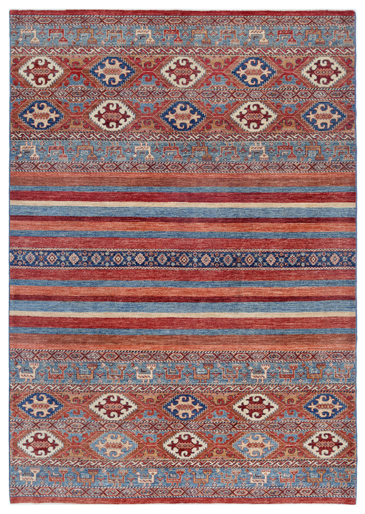 Hand Knotted Khurjeen Wool Rug - 6'9'' x 9'8''