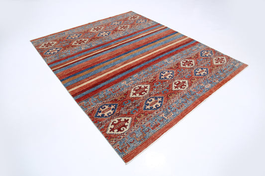 Hand Knotted Khurjeen Wool Rug - 6'7'' x 7'9''