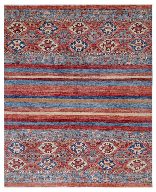 Hand Knotted Khurjeen Wool Rug - 6'7'' x 7'9''