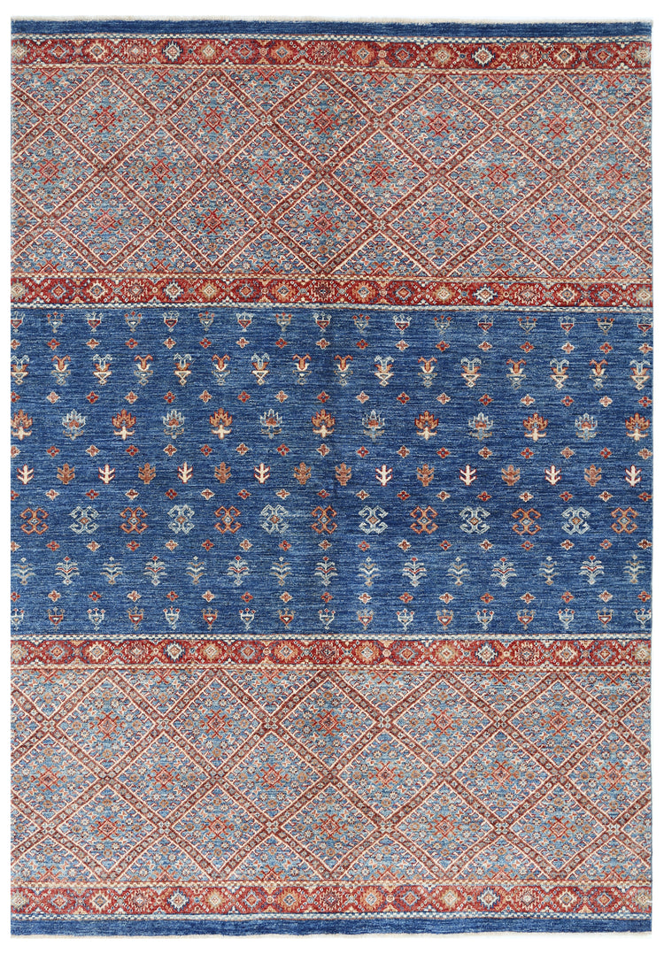 Hand Knotted Khurjeen Wool Rug - 5'7'' x 8'0''