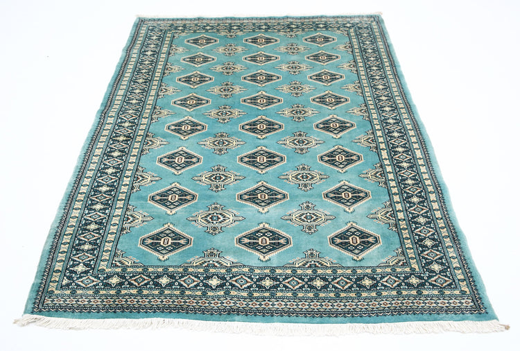 Hand Knotted Tribal Jaldar Fine Wool Rug - 4'8'' x 6'4''