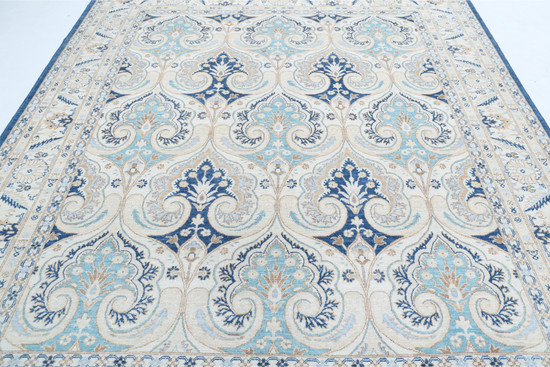 Hand Knotted Ziegler Wool Rug - 8' 2" X 9' 5" 8' 2" X 9' 5" (249 X 287) / Blue / Wool