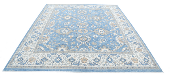 Hand Knotted Ziegler Wool Rug - 8' 2" X 9' 10" 8' 2" X 9' 10" (249 X 300) / Blue / Wool