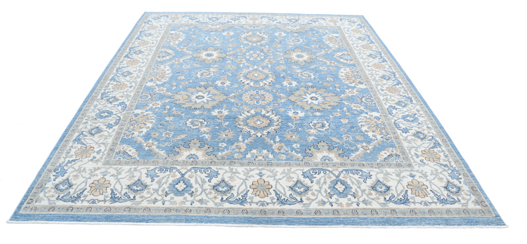 Hand Knotted Ziegler Wool Rug - 8' 2" X 9' 10" 8' 2" X 9' 10" (249 X 300) / Blue / Wool