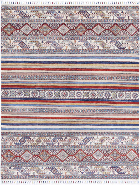 Hand Knotted Khurjeen Wool Rug - 4'10'' x 6'3''
