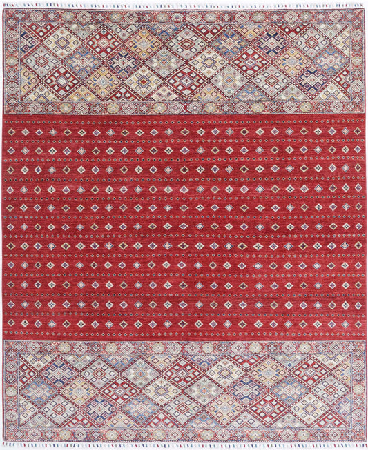 Hand Knotted Khurjeen Wool Rug - 7'9'' x 9'8''