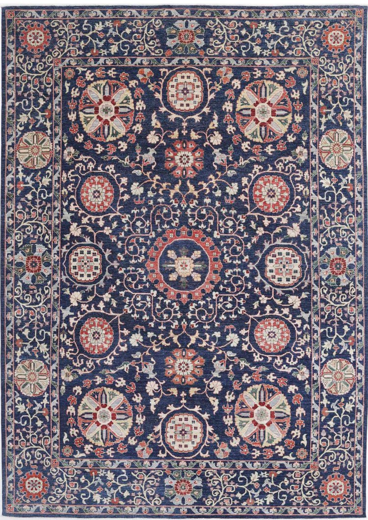 Hand Knotted Ziegler Suzani Wool Rug - 9'11'' x 14'1''