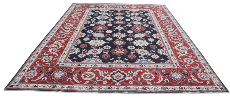 Hand Knotted Ziegler Wool Rug - 8' 10" X 11' 4" 8' 10" X 11' 4" (269 X 345) / Black / Wool