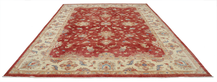 Hand Knotted Ziegler Wool Rug - 10' 2" X 12' 9" 10' 2" X 12' 9" (310 X 389) / Red / Wool