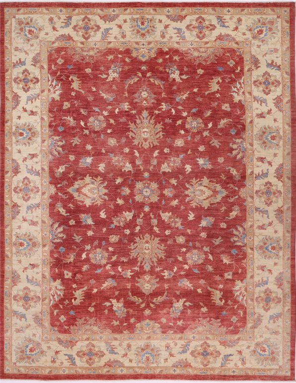 Hand Knotted Ziegler Wool Rug - 10' 2" X 12' 9" 10' 2" X 12' 9" (310 X 389) / Red / Wool