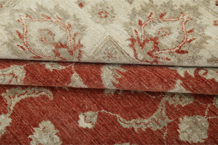 Hand Knotted Ziegler Wool Rug - 9' 7" X 11' 11" 9' 7" X 11' 11" (292 X 363) / Red / Wool