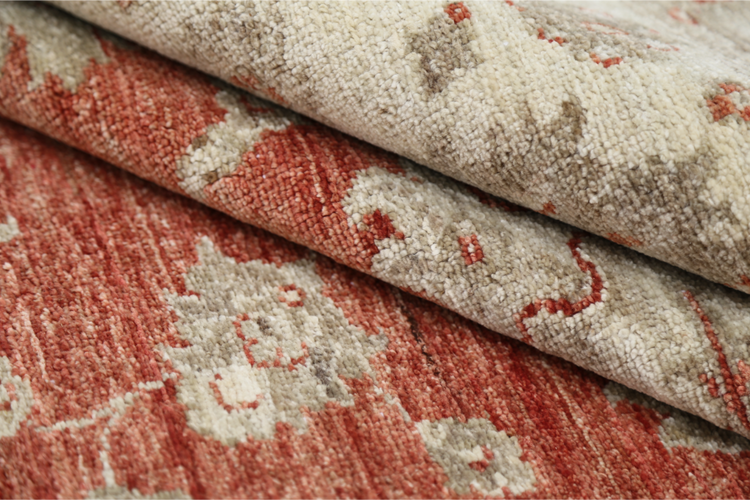 Hand Knotted Ziegler Wool Rug - 9' 7" X 11' 11" 9' 7" X 11' 11" (292 X 363) / Red / Wool