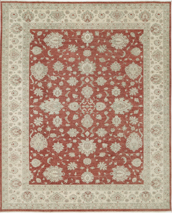Hand Knotted Ziegler Wool Rug - 9' 7" X 11' 11" 9' 7" X 11' 11" (292 X 363) / Red / Wool