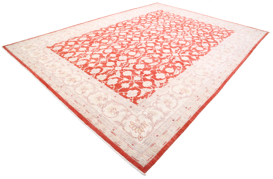 Hand Knotted Ziegler Wool Rug - 9' 11" X 13' 7" 9' 11" X 13' 7" (302 X 414) / Red / Wool