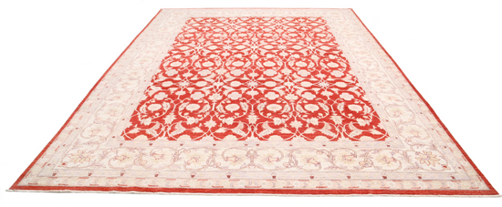 Hand Knotted Ziegler Wool Rug - 9' 11" X 13' 7" 9' 11" X 13' 7" (302 X 414) / Red / Wool