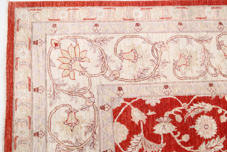 Hand Knotted Ziegler Wool Rug - 9' 11" X 13' 7" 9' 11" X 13' 7" (302 X 414) / Red / Wool