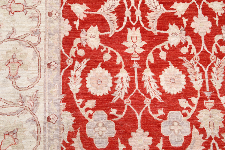 Hand Knotted Ziegler Wool Rug - 9' 11" X 13' 7" 9' 11" X 13' 7" (302 X 414) / Red / Wool