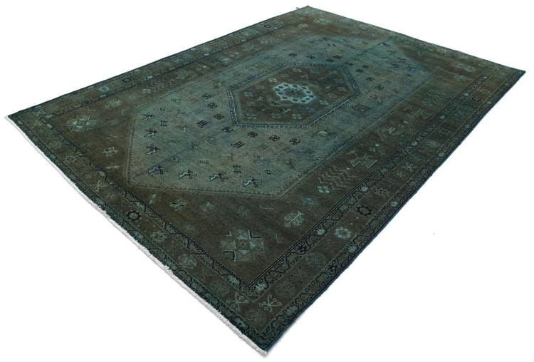 Hand Knotted Persian Vintage Overdyed Hamadan Wool Rug - 7'0'' x 9'8''