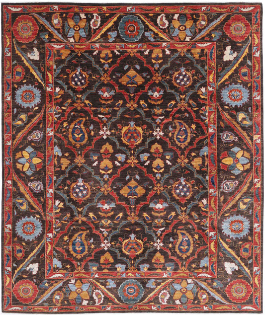 Hand Knotted Nomadic Caucasian Humna Wool Rug - 8'1'' x 9'8''