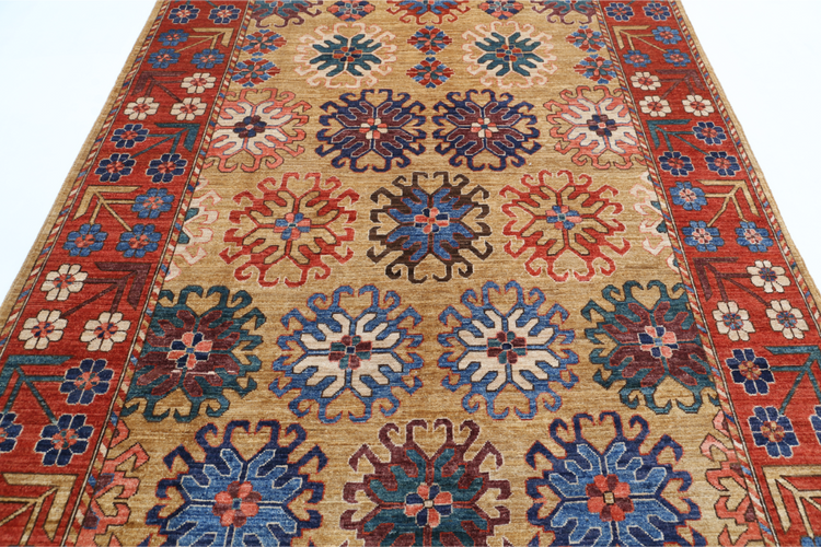 Hand Knotted Humna Wool Rug - 6' 10" X 10' 1" 6' 10" X 10' 1" (208 X 307) / Gold / Wool