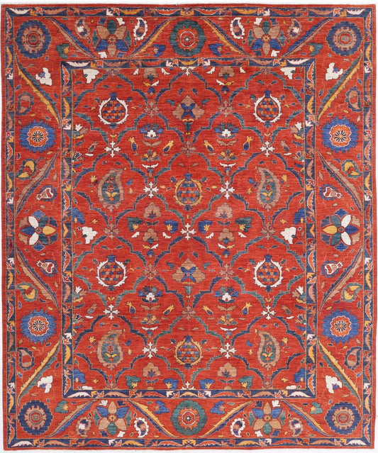 Hand Knotted Nomadic Caucasian Humna Wool Rug - 8'4'' x 10'1''