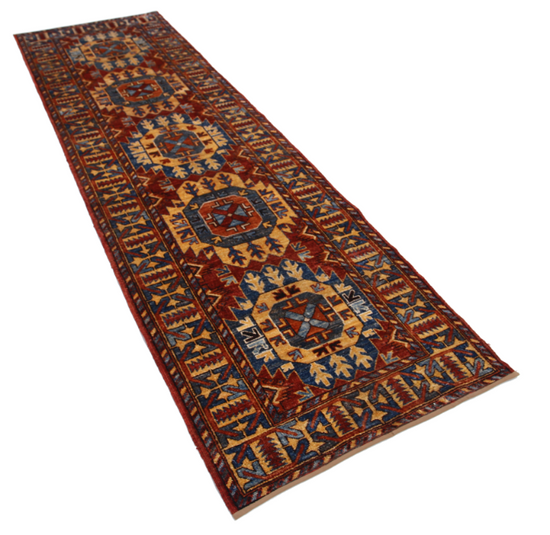 Hand Knotted Humna Wool Rug - 2' 11" X 9' 10" 2' 11" X 9' 10" (89 X 300) / Red / Wool