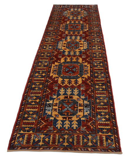 Hand Knotted Humna Wool Rug - 2' 11" X 9' 10" 2' 11" X 9' 10" (89 X 300) / Red / Wool