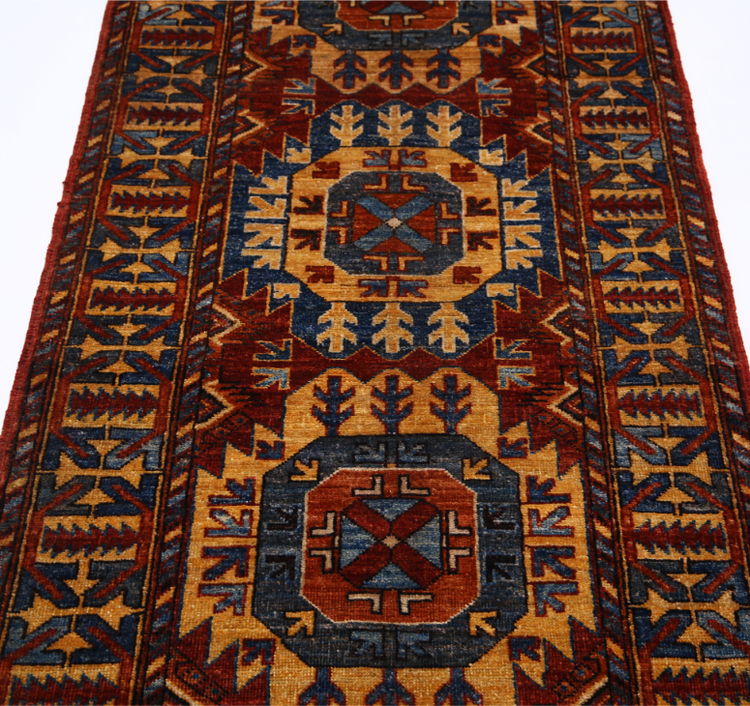 Hand Knotted Humna Wool Rug - 2' 11" X 9' 10" 2' 11" X 9' 10" (89 X 300) / Red / Wool