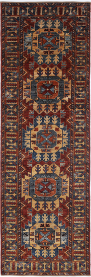 Hand Knotted Humna Wool Rug - 2' 11" X 9' 10" 2' 11" X 9' 10" (89 X 300) / Red / Wool