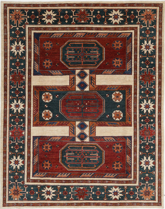Hand Knotted Nomadic Caucasian Humna Wool Rug - 8'0'' x 10'3''