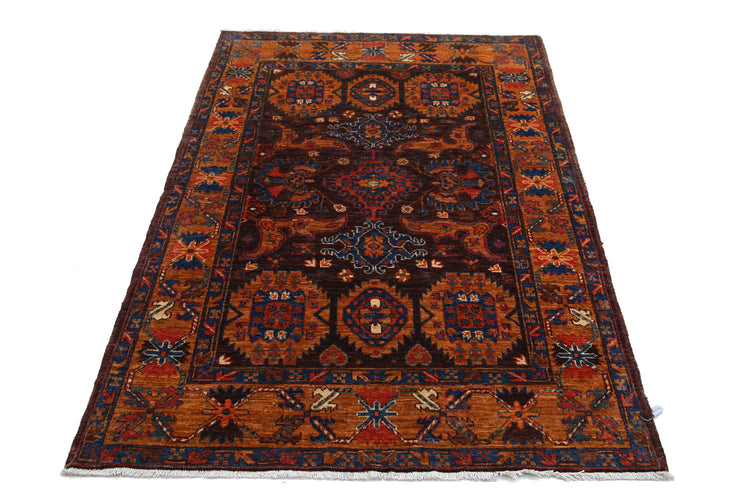 Hand Knotted Nomadic Caucasian Humna Wool Rug - 3'11'' x 5'11''