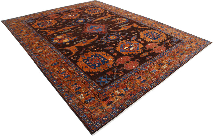 Hand Knotted Nomadic Caucasian Humna Wool Rug - 9'2'' x 11'7''
