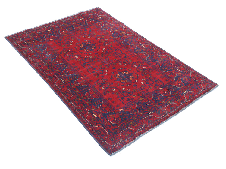 Hand Knotted Afghan Khamyab Wool Rug - 3'4'' x 4'9''