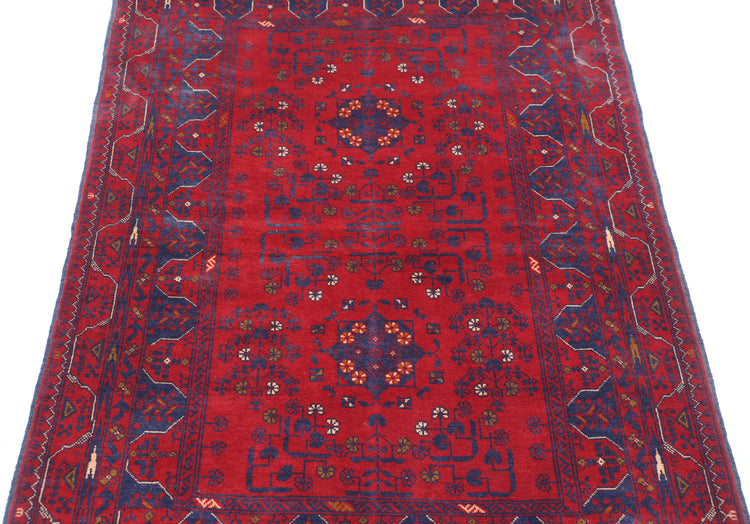 Hand Knotted Afghan Khamyab Wool Rug - 3'4'' x 4'9''